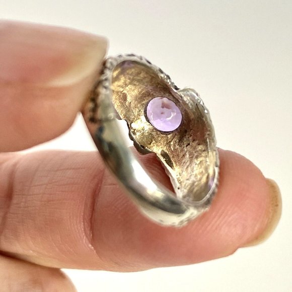 Don Dietz Handmade Amethyst 6mm Gemstone Cast Sterling Silver Ring Size 5.75 - Picture 11 of 16